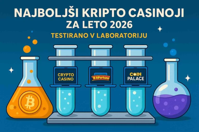 Grafična predstavitev najboljših kripto casinojev za leto 2026, testiranih v laboratoriju