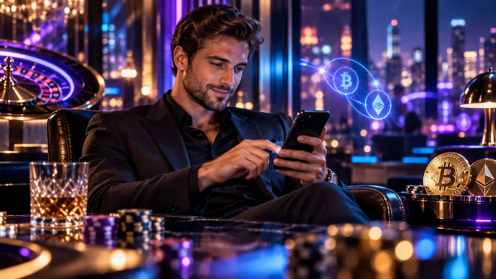 Visual comparison of cryptocurrency and traditional casino payment options, highlighting transaction costs, blockchain confirmation speeds, and financial privacy.