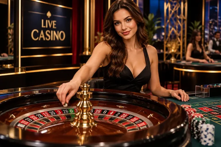 Live casino experience with a professional dealer hosting an online roulette game in real time.
