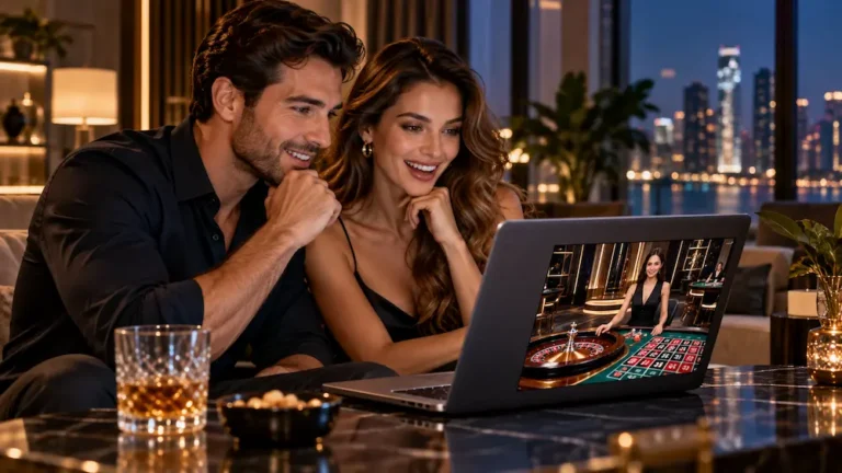 Live casino dealer streaming a roulette game using professional cameras and advanced broadcasting technology