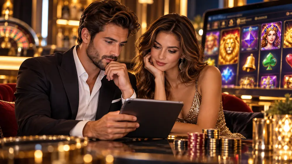 Casino player checking maximum bet limits and wagering requirements before playing online slots