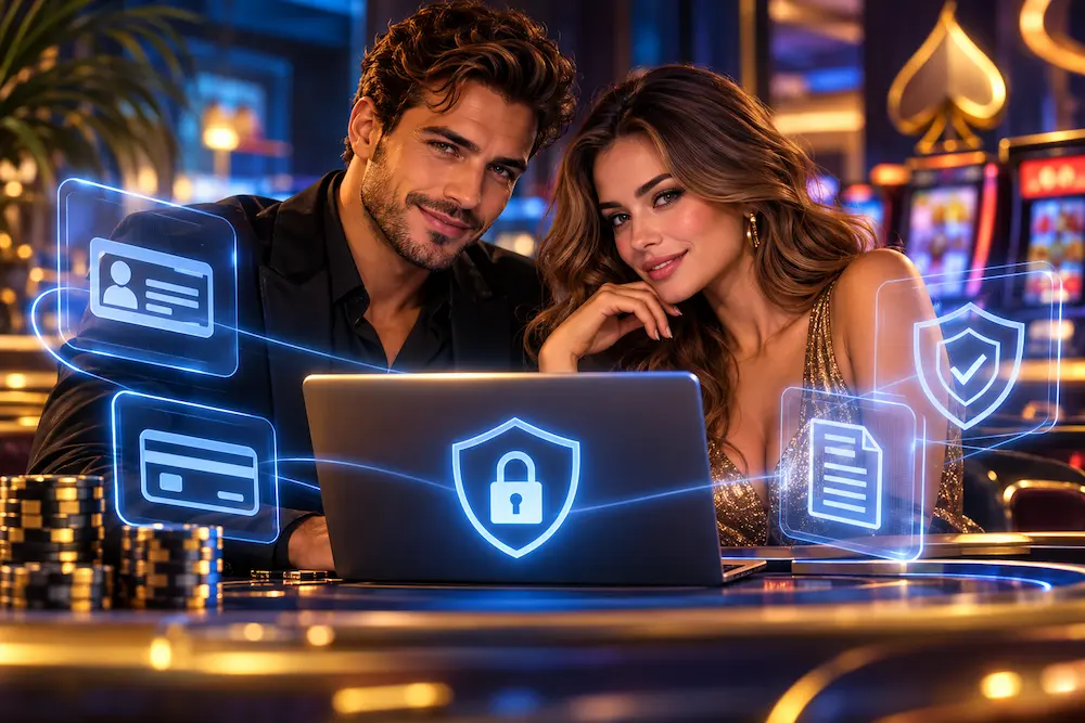 Online casino player protecting personal information with digital security technology