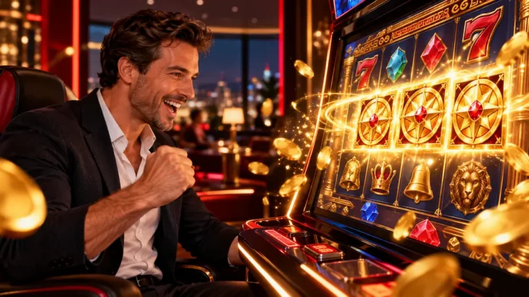 Scatter symbols appearing on an online slot machine and unlocking free spins