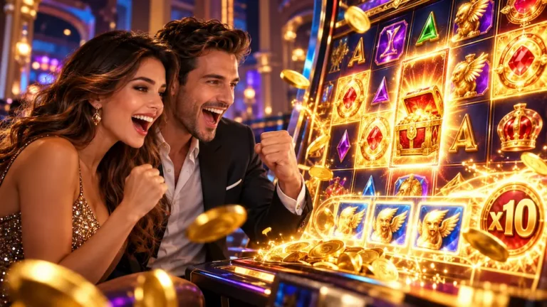 Online casino player exploring a bonus round with free spins, wild symbols, and multipliers